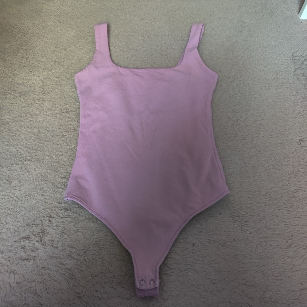 Abercrombie & Fitch Soft A&F Collection Bodysuit Square Neck Pink Lavender Tank